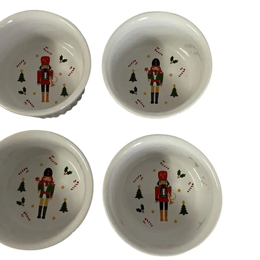 Holiday Style Nutcracker Christmas Ramekins Ceramic 3.5in NWT Set of 6 Bakeware